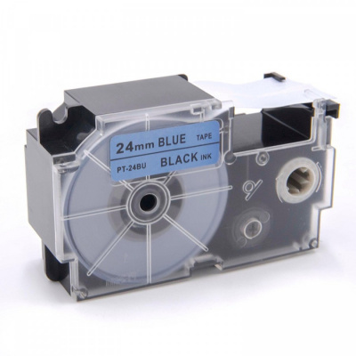 Casio XR-24BU1, 24mm x 8m, black / blue, compatible tape