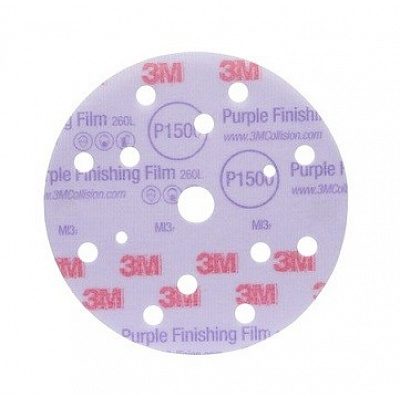 3M 260L Hook-it™ Fine Sanding Disc, 15 Holes 3M 260L Hook-it™ Fine Sanding Disc, 15 Holes, P800, Diameter 150 mm (51155)