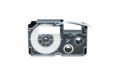 Casio R15WE (XR-24HSWE), 24mm x 2m, black text / white tape, shrinkable, compatible tape
