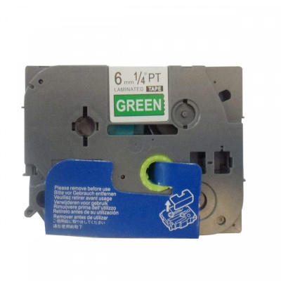 Compatible tape Brother TZ-715 / TZe-715, 6mm x 8m, white text / green tape
