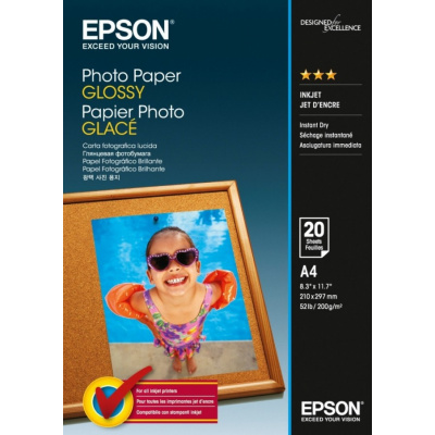 Epson Photo Paper C13S042538, 200 g/m2, A4, 20pcs, glossy, white, photo paper