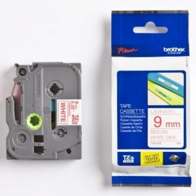 Brother TZ-222/TZe-222, 9mm x 8m, red text / white tape, original tape