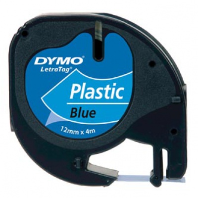Dymo LetraTag S0721650 12mm x 4m black text/blue tape original tape