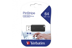 Verbatim USB flash disk, USB 2.0, 64GB, PinStripe, Store N Go, černý, 49065, USB A, s výsuvným konektorem