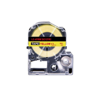 Epson LK-4YRN, SC12YR, 12mm x 9m, red text / yellow tape, compatible tape