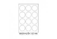 Self-adhesive labels 60 mm, 12 labels, A4, 100 sheets, round