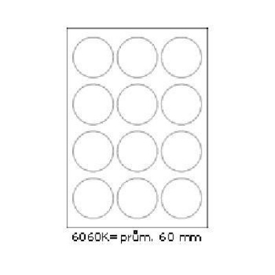 Selfadhesive labels 60 x 60 mm, 12 labels, A4, 100 sheets