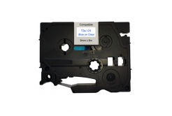 Compatible tape Brother TZ-123 / TZe-123, 9mm x 8m, blue text / transparent tape