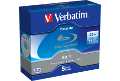 VERBATIM BD-R SL Datalife (5-pack)Blu-Ray/Spindle/6x/25GB WHITE BLUE SURFACE