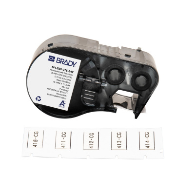 Brady M4-250-075-342 / 170720, 19.05 mm x 11.15 mm, Polyolefin, black text / white tape