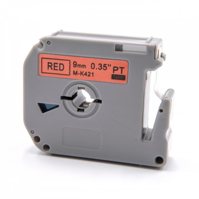Brother MK-421, 9mm x 8m, black text / red tape, compatible tape
