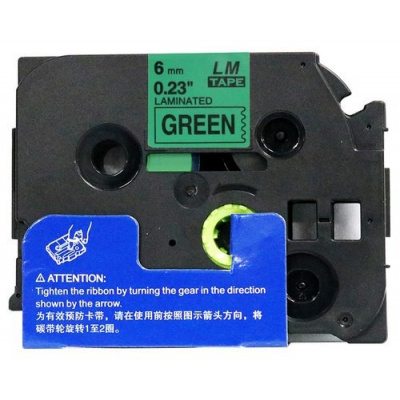 Compatible tape Brother TZ-711 / TZe-711, 6mm x 8m, black text / green tape