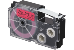 Casio XR-12FPK , 12mm x 8m, black text / signal pink tape, compatible tape