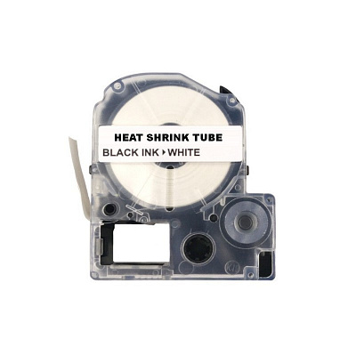Epson LK-4WBA7 / SU7W, 7mm x 2.5m, black print / white background, shrink tube compatible tape