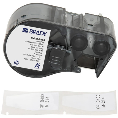 Brady M4-214-483 / 170965, 25.40 mm, Polyester, black text / white tape