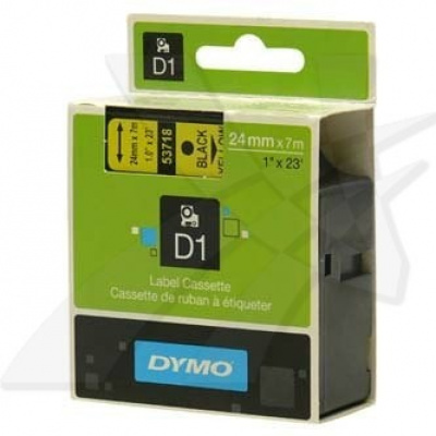 Dymo D1 53718, S0720980, 24 mm x 7 m, black text/yellow tape, original tape