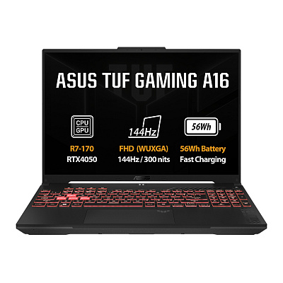 ASUS TUF Gaming A16/FA607NUQ-RL003Z/R7-170/16"/WUXGA/16GB/1TB/RTX 4050/no OS/Gray/2R