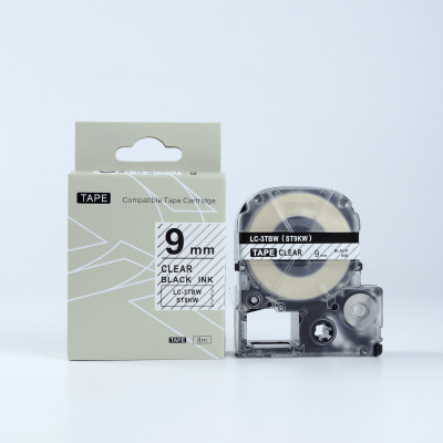 Epson LK-3TBN, ST9KW, C53S653004, 9mm x 9m, black text / clear tape, compatible tape