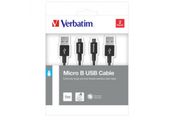 Verbatim 48874 USB cable (2.0), USB A + microUSB, 1m, black, box, 2 pc
