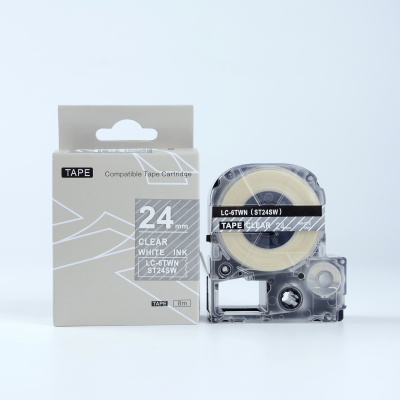 Epson LK-6TWN, ST24SW, 24mm x 9m, white text / clear tape, compatible tape