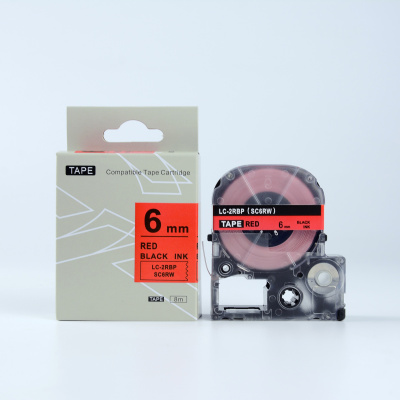 Epson LTS6RW, 6mm x 5m, red text / white tape, compatible tape