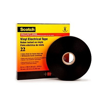 3M 22 Scotch Insulating PVC Tape, black, 38 mm x 33 m