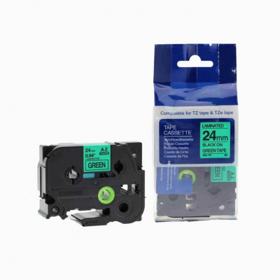 Compatible tape Brother TZ-751 / TZe-751, 24mm x 8m, black text / green tape