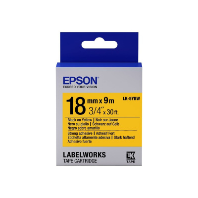 Epson LabelWorks LK-5YBW C53S655010 18mm x 9m, black text / yellow tape, strong adhesive, original tape