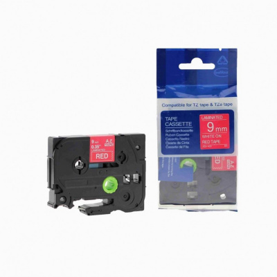 Compatible tape Brother TZ-425 / TZe-425, 9mm x 8m, white text / red tape