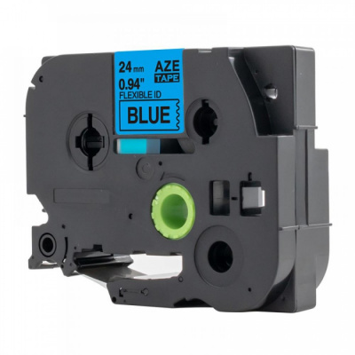 Compatible tape Brother TZ-FX551 / TZe-FX551, 24mm x 8m, flexi, black text / blue tape