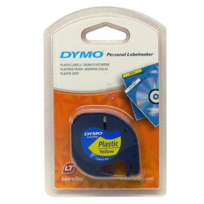 Dymo LetraTag 59423, S0721570, 12mm x 4m, black text/yellow tape, original tape