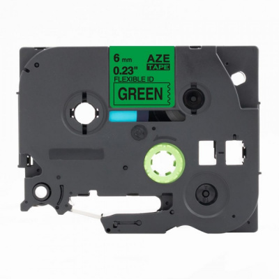 Compatible tape Brother TZ-FX711 / TZe-FX711, 6mm x 8m, flexi, black text / green tape