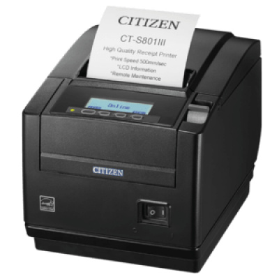 Citizen CT-S801III, 8 dots/mm (203 dpi), cutter, USB, black