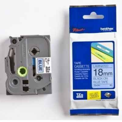 Brother TZ-541 / TZe-541, 18mm x 8m, black text / blue tape, original tape