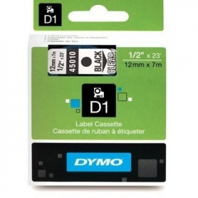 Dymo D1 45010, S0720500, 12mm x 7m black text / clear tape, original tape
