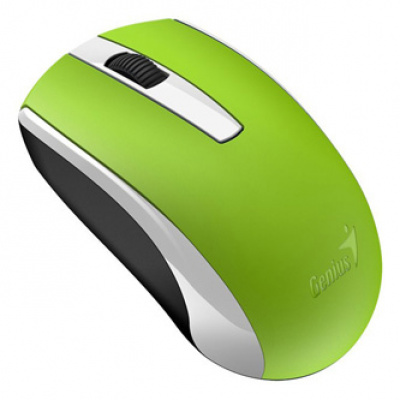Genius Myš Eco-8100, 1600DPI, 2.4 [GHz], optická, 3tl., bezdrátová USB, zelená, Integrovaná