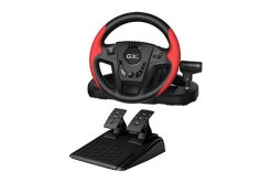 Steering wheel Genius GX Gaming SpeedMaster, Steering wheel with pedals and gear shifter, 13buttons, USB, red-black