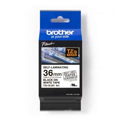 Brother TZ-SL261 / TZe-SL261 Pro Tape, 36mm x 8m, black text / white tape, original tape