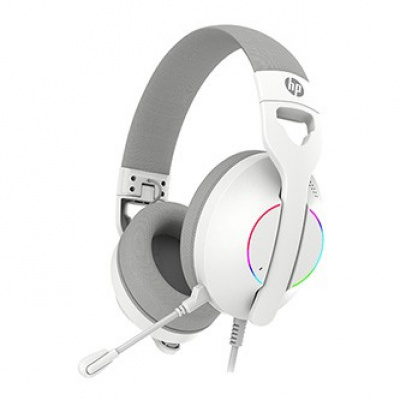 HP DHE-8003U, sluchátka s mikrofonem, drátová, bílá, 7.1 surround (virtuálně), podsvícená, USB
