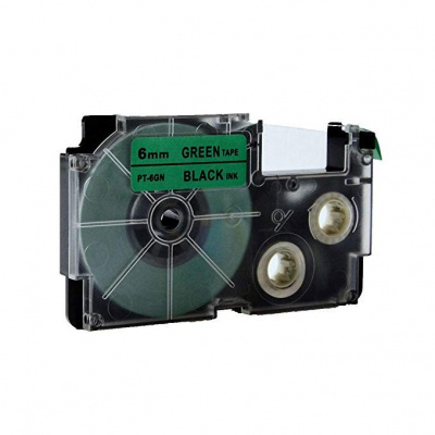 Casio XR-6GN1, 6mm x 8m black / green, compatible tape