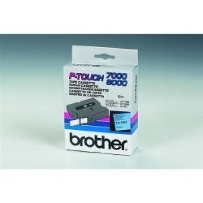 Brother TX-551, 24mm x 15m, black text / blue tape, original tape