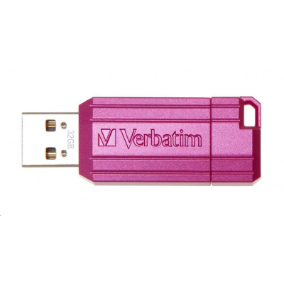 Verbatim 49056 Flash Drive Hi-Speed Store 'n' Go, 32GB, Pinstripe, USB 2.0, Hot pink