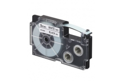Casio XR-9WE1, 9mm x 8m, black text/white tape, original tape