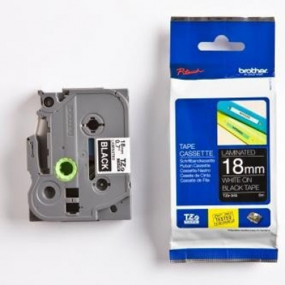 Brother TZ-345 / TZe-345, 18mm x 8m, white text/black tape, original tape