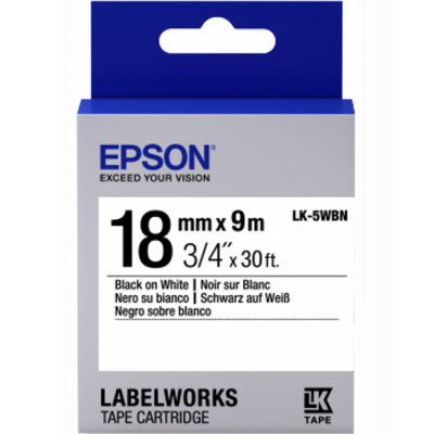 Epson LabelWorks LK-5WBN C53S655006 18mm x 9m, black text / white tape, original tape