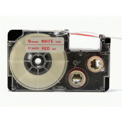 Casio XR-9WER 9mm x 8m red / white, compatible tape