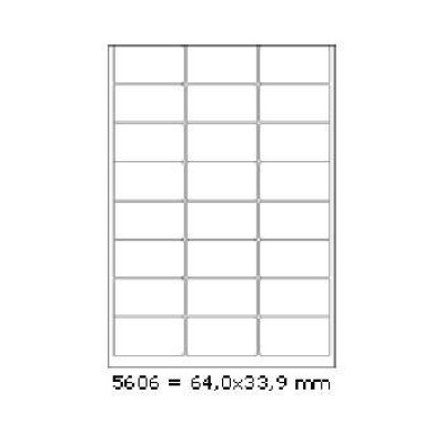 Self-adhesive labels 64 x 33,9 mm, 24 labels, A4, 100 sheets