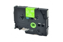 Compatible tape Brother TZ-MQG35/TZe-MQG35, 12mm x 5m, white text / lime green tape