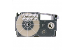 Casio XR-24X1, 24mm x 8m, black / clear, compatible tape