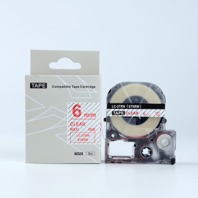 Epson LK-2TRN, ST6RW, 6mm x 9m, red text / clear tape, compatible tape